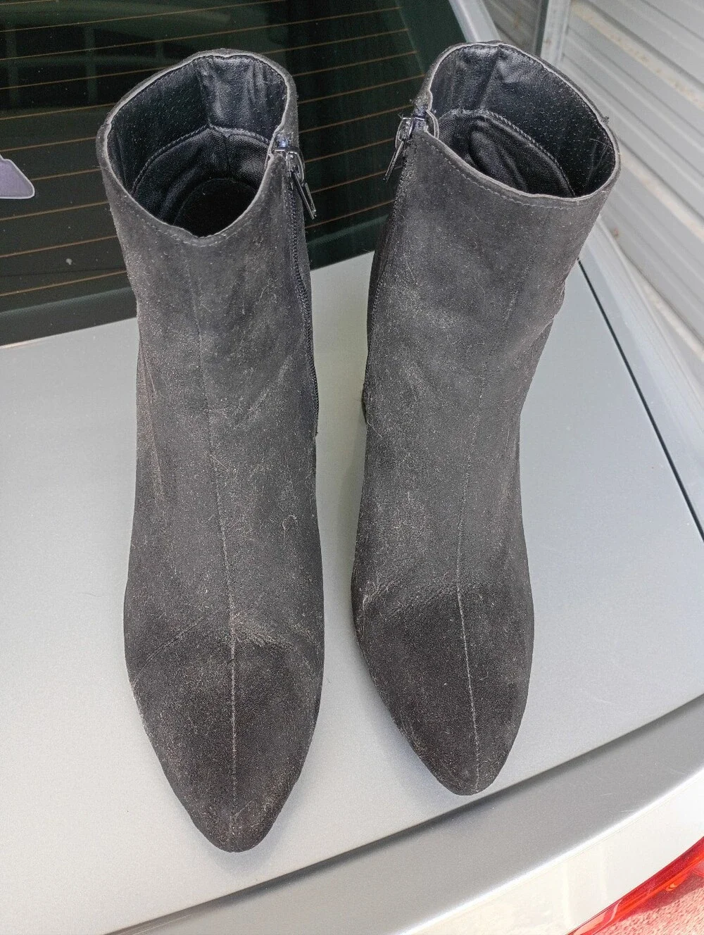 Black Women's Suede Ankle Boots - Classic Pointed Toe